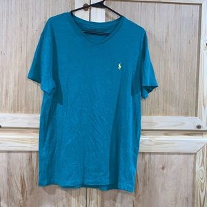 Polo Ralph Lauren teal green V-neck tee shirt size M